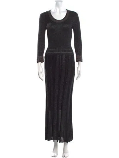Pre-owned Rapsodia Scoop Neck Long Dress In Black