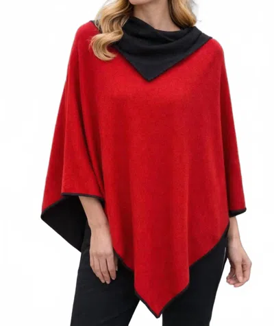 Rapti Fashion Cashmere Poncho In Red-black In Multi