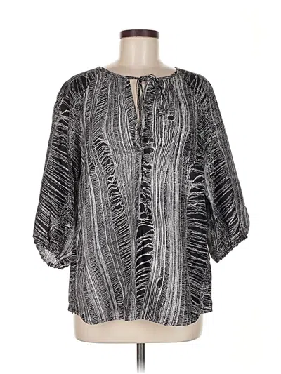 Pre-owned Raquel Allegra 3/4 Sleeve Blouse In Gray
