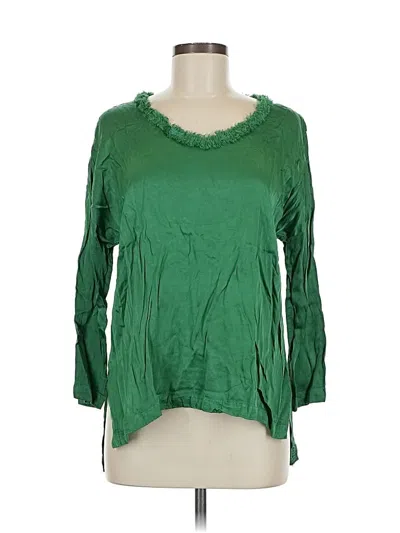 Pre-owned Raquel Allegra 3/4 Sleeve Blouse In Green