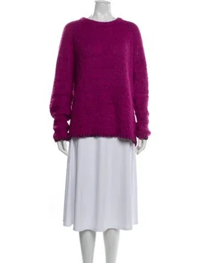 Pre-owned Raquel Allegra Alpaca Crew Neck Sweater In Pink