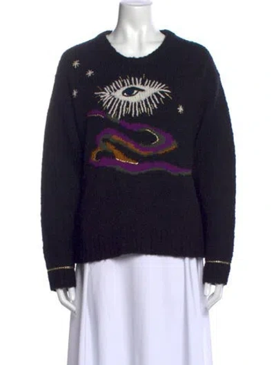 Pre-owned Raquel Allegra Alpaca Graphic Print Sweater In Multi