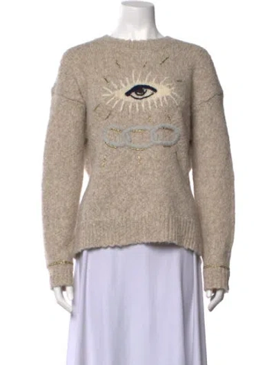 Pre-owned Raquel Allegra Alpaca Graphic Print Sweater In Neutrals