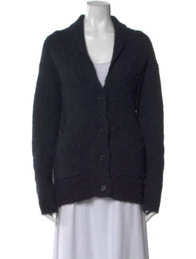 Pre-owned Raquel Allegra Alpaca Open Front Sweater In Blue