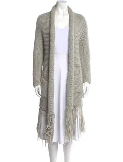 Pre-owned Raquel Allegra Alpaca Open Front Sweater In Gray