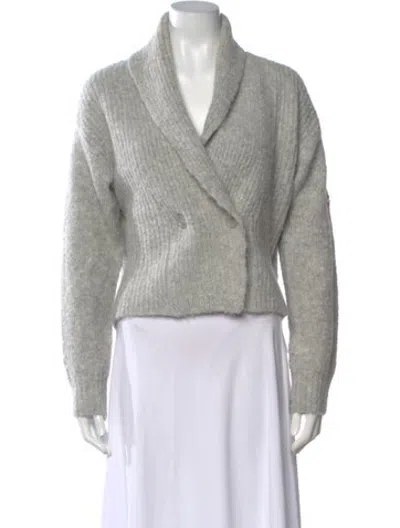 Pre-owned Raquel Allegra Alpaca Open Front Sweater In Grey