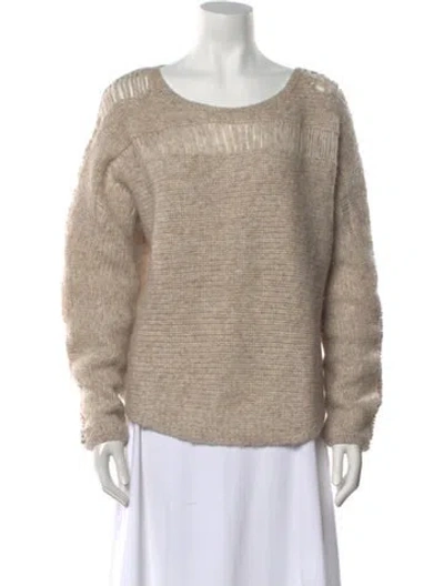 Pre-owned Raquel Allegra Alpaca Scoop Neck Sweater In Neutral