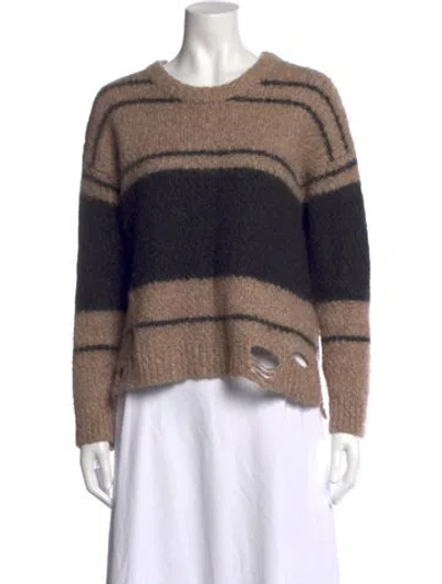 Pre-owned Raquel Allegra Alpaca Striped Sweater In Black