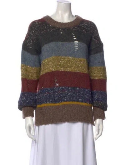 Pre-owned Raquel Allegra Alpaca Striped Sweater In Blue