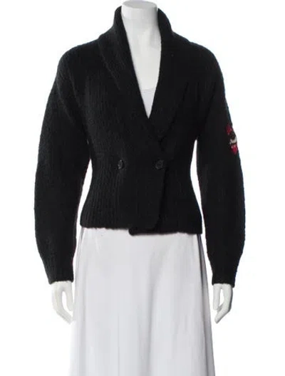 Pre-owned Raquel Allegra Alpaca V-neck Sweater In Black