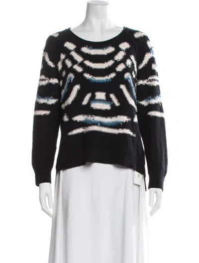 Pre-owned Raquel Allegra Angora Striped Sweater In Black