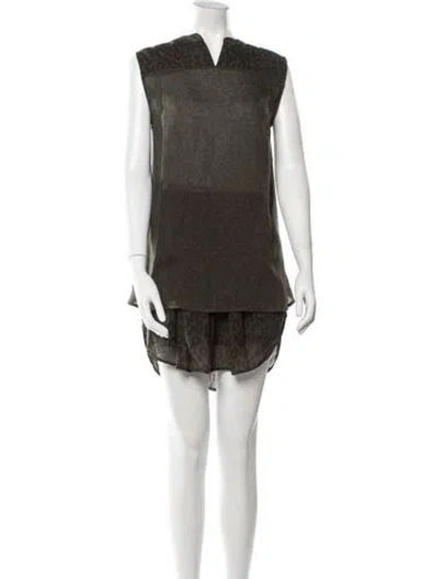 Pre-owned Raquel Allegra Animal Print Skirt Set In Green