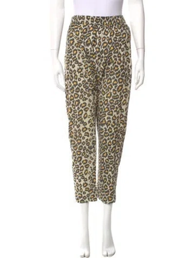 Pre-owned Raquel Allegra Animal Print Straight Leg Pants In Multi