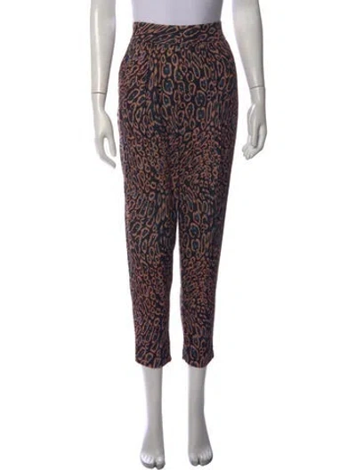 Pre-owned Raquel Allegra Animal Print Straight Leg Pants In Multicolor