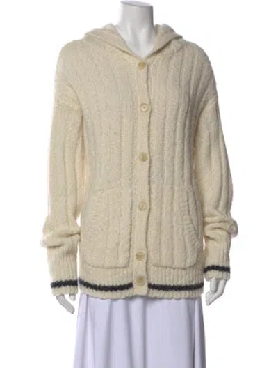 Pre-owned Raquel Allegra Baby Alpaca Open Front Sweater In Neutral