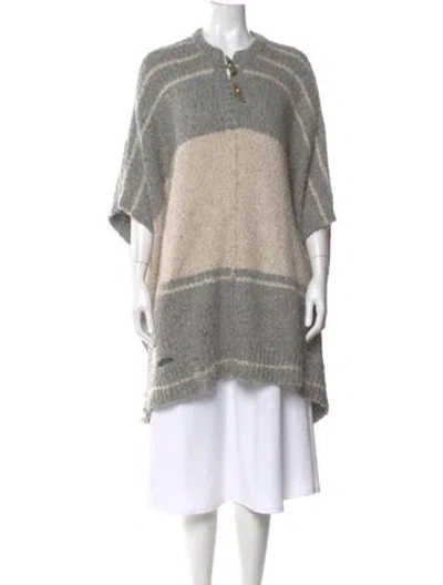 Pre-owned Raquel Allegra Baby Alpaca Striped Sweater In Gray