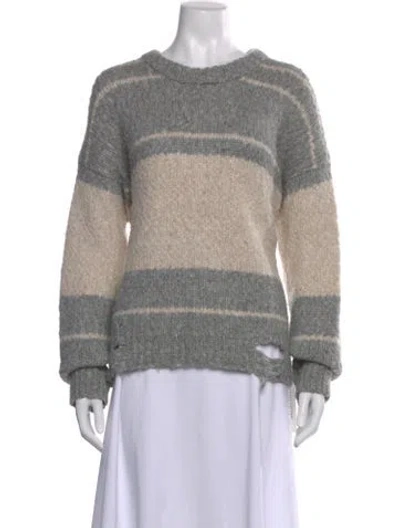 Pre-owned Raquel Allegra Baby Alpaca Striped Sweater In Gray