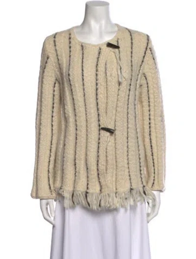 Pre-owned Raquel Allegra Baby Alpaca Striped Sweater In Neutral