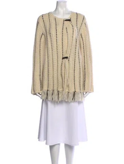 Pre-owned Raquel Allegra Baby Alpaca Striped Sweater In Neutral