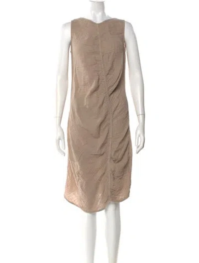 Pre-owned Raquel Allegra Bateau Neckline Knee-length Dress In Neutral