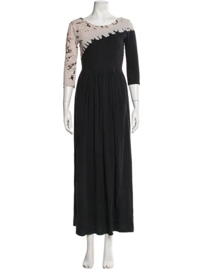 Pre-owned Raquel Allegra Bateau Neckline Long Dress In Gray
