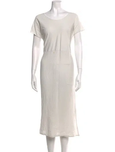 Pre-owned Raquel Allegra Bateau Neckline Midi Length Dress In Neutral