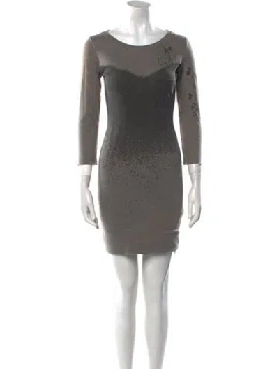 Pre-owned Raquel Allegra Bateau Neckline Mini Dress In Gray