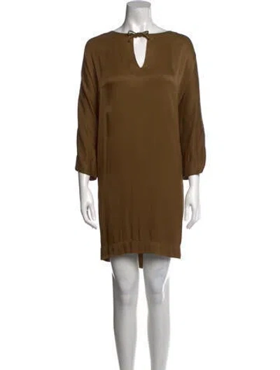 Pre-owned Raquel Allegra Bateau Neckline Mini Dress W/ Tags In Brown