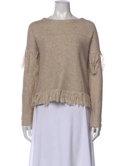Pre-owned Raquel Allegra Bateau Neckline Sweater In Neutral