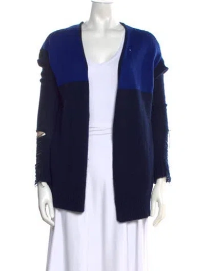 Pre-owned Raquel Allegra Cashmere Colorblock Pattern Sweater In Blue