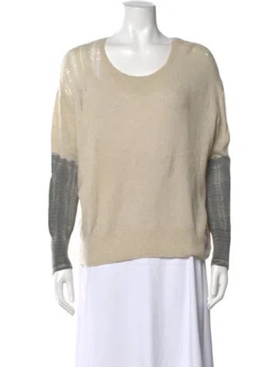Pre-owned Raquel Allegra Cashmere Colorblock Pattern Sweater In Neutral