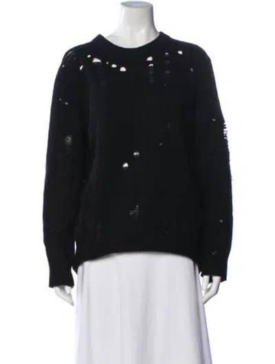 Pre-owned Raquel Allegra Cashmere Crew Neck Sweater In Black