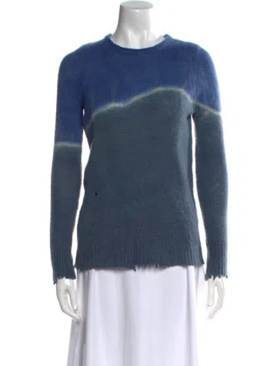 Pre-owned Raquel Allegra Cashmere Crew Neck Sweater In Blue
