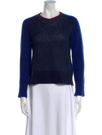 Pre-owned Raquel Allegra Cashmere Crew Neck Sweater In Blue