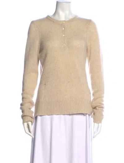 Pre-owned Raquel Allegra Cashmere Crew Neck Sweater In Neutral
