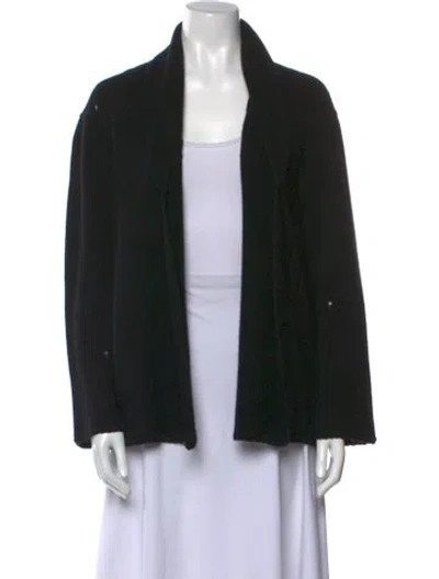 Pre-owned Raquel Allegra Cashmere Open Front Sweater In Black