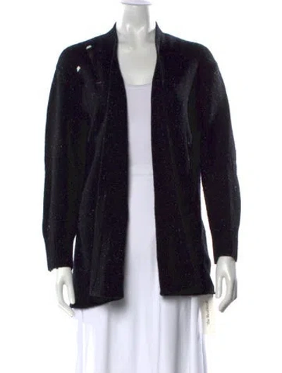Pre-owned Raquel Allegra Cashmere Open Front Sweater In Black
