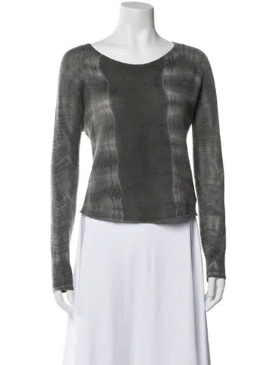 Pre-owned Raquel Allegra Cashmere Scoop Neck Sweater In Gray