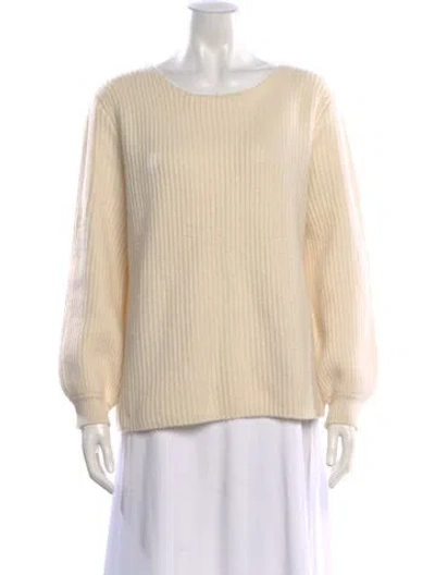 Pre-owned Raquel Allegra Cashmere Scoop Neck Sweater In Neutral
