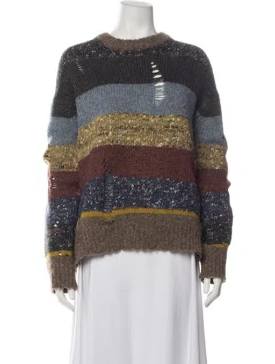 Pre-owned Raquel Allegra Cashmere Striped Sweater In Brown