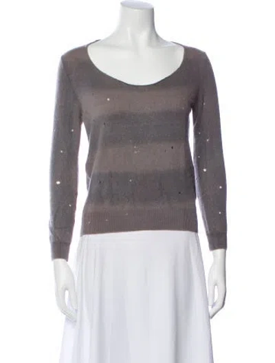 Pre-owned Raquel Allegra Cashmere Striped Sweater In Gray