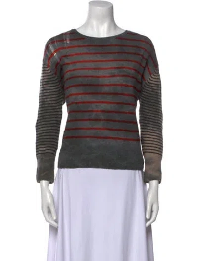 Pre-owned Raquel Allegra Cashmere Striped Sweater In Gray