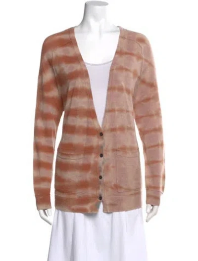 Pre-owned Raquel Allegra Cashmere Striped Sweater In Orange