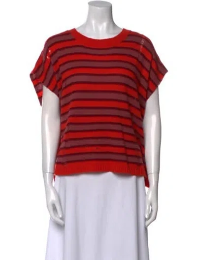 Pre-owned Raquel Allegra Cashmere Striped Sweater In Red