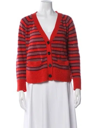 Pre-owned Raquel Allegra Cashmere Striped Sweater In Red