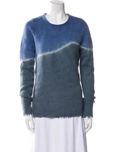 Pre-owned Raquel Allegra Cashmere Tie-dye Print Sweater In Blue