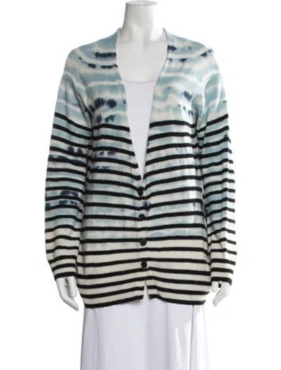 Pre-owned Raquel Allegra Cashmere Tie-dye Print Sweater In Blue