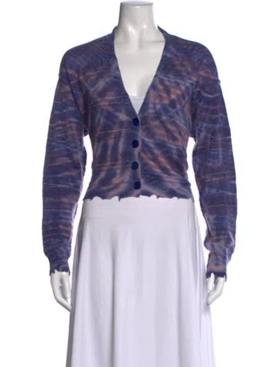Pre-owned Raquel Allegra Cashmere Tie-dye Print Sweater In Blue