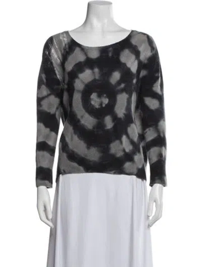 Pre-owned Raquel Allegra Cashmere Tie-dye Print Sweater In Blue