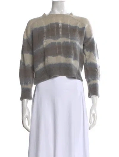 Pre-owned Raquel Allegra Cashmere Tie-dye Print Sweater In Gray